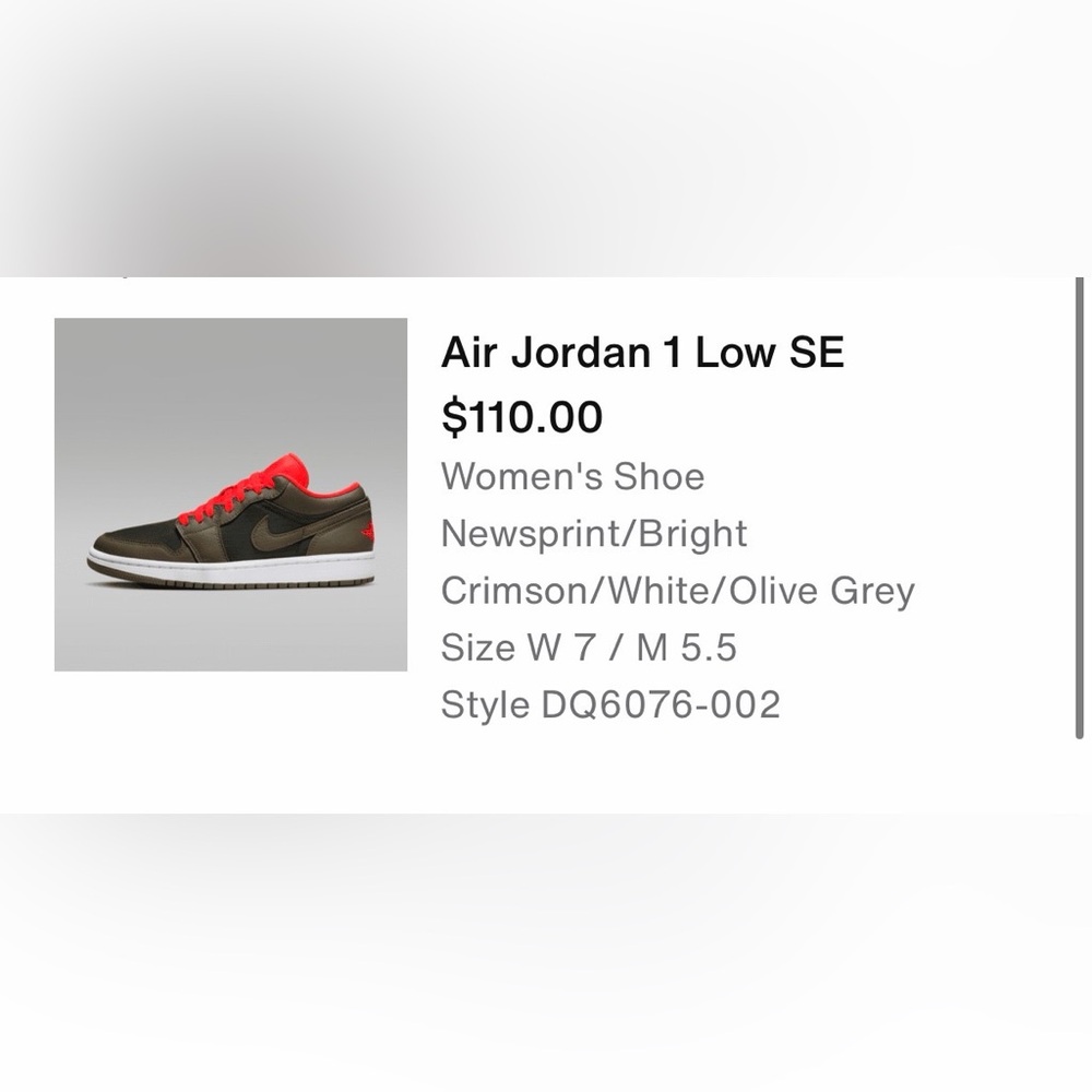 Air Jordan 1 Low - Newsprint and Bright Crimson - Picture 6 of 6